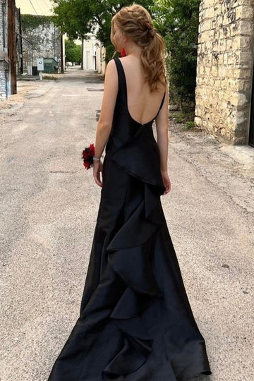 Vestido de fiesta de sirena con escote en V profundo y espalda descubierta
